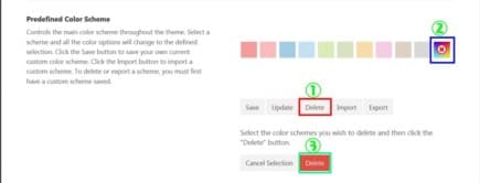 配色データの削除